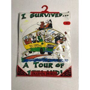 Vintage I Survived A Tour Of Ireland Bus Dolmen Design T Shirt XL White Souvenir